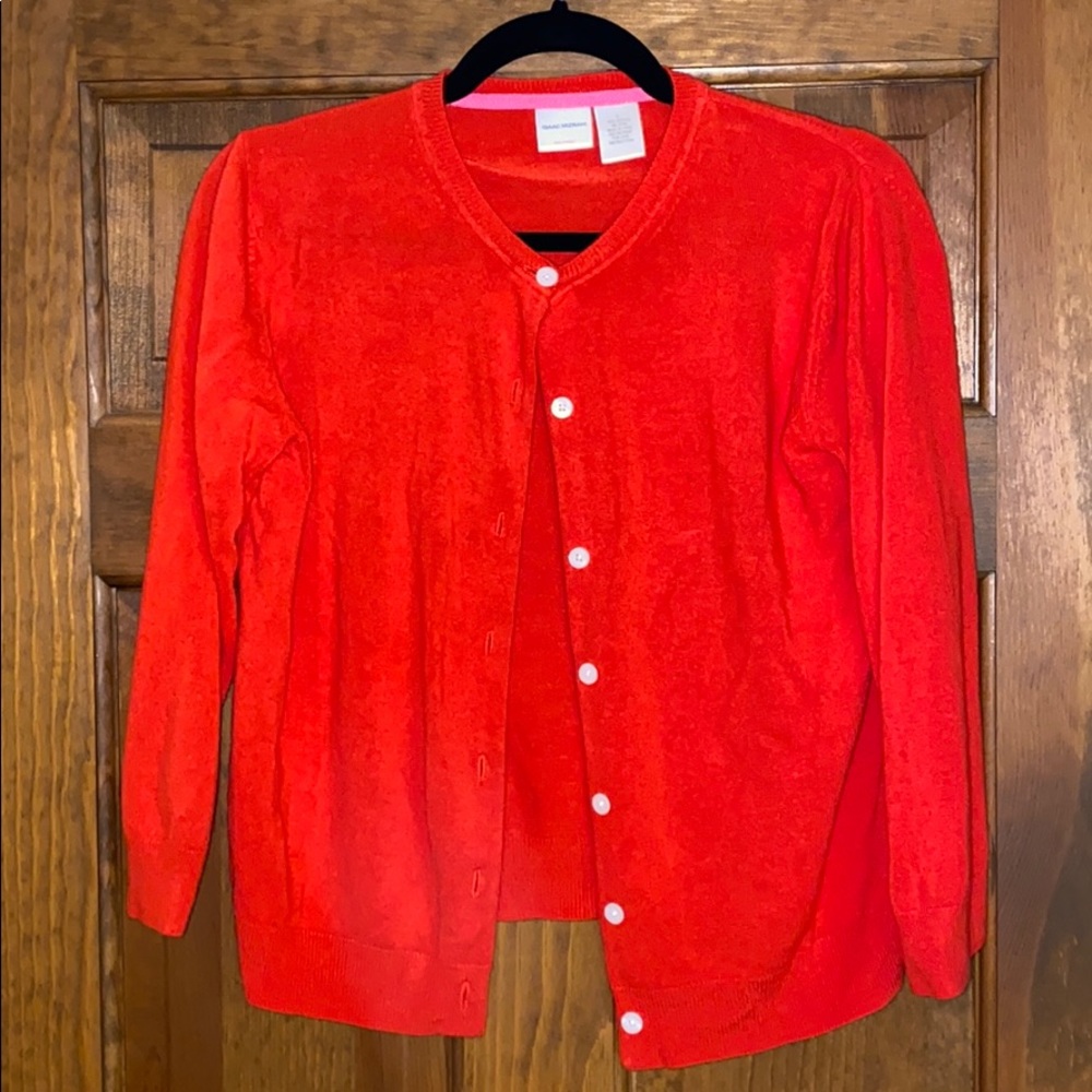 3/4 sleeve red cardigan